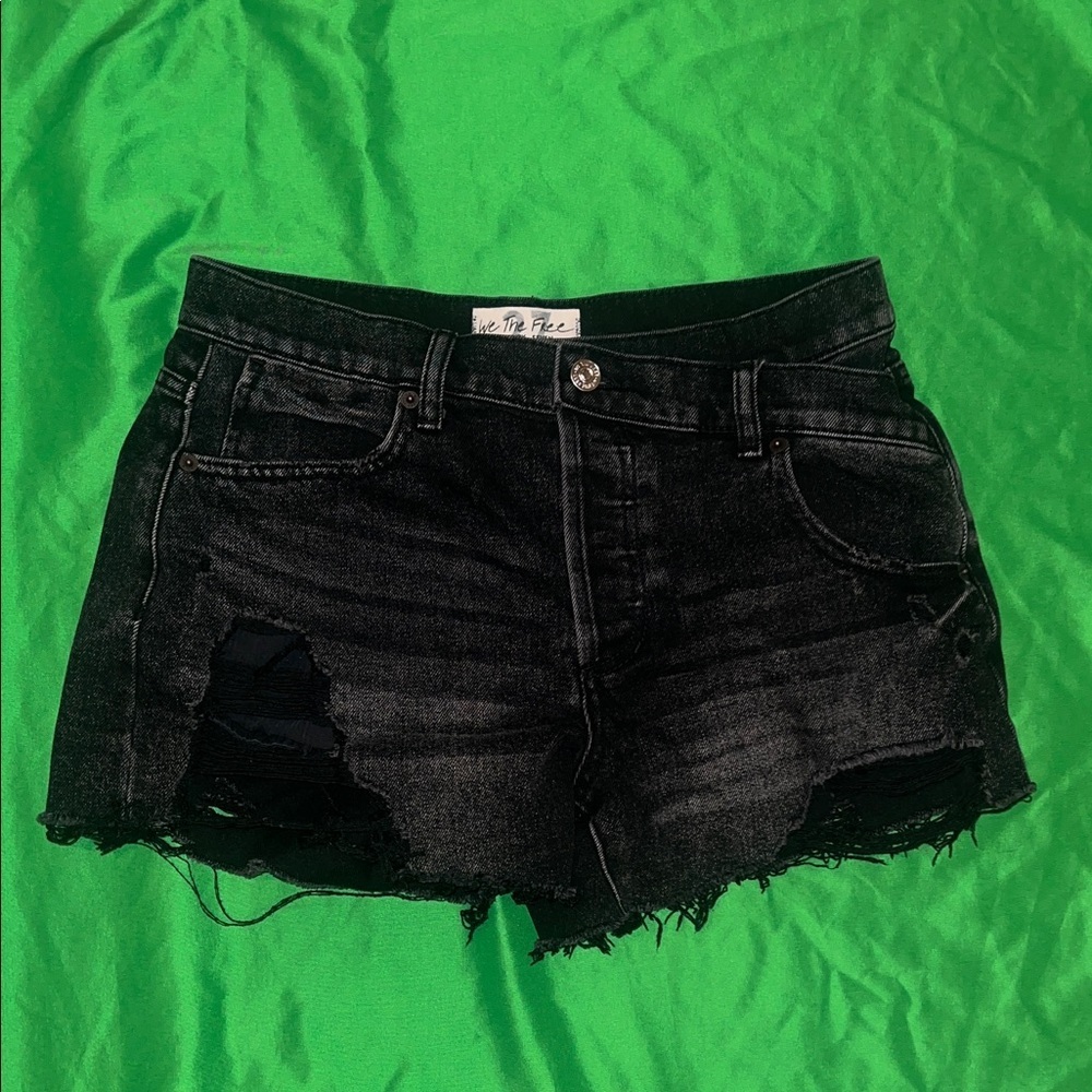 We the Free Free People Black Distressed Denim Shorts size 27